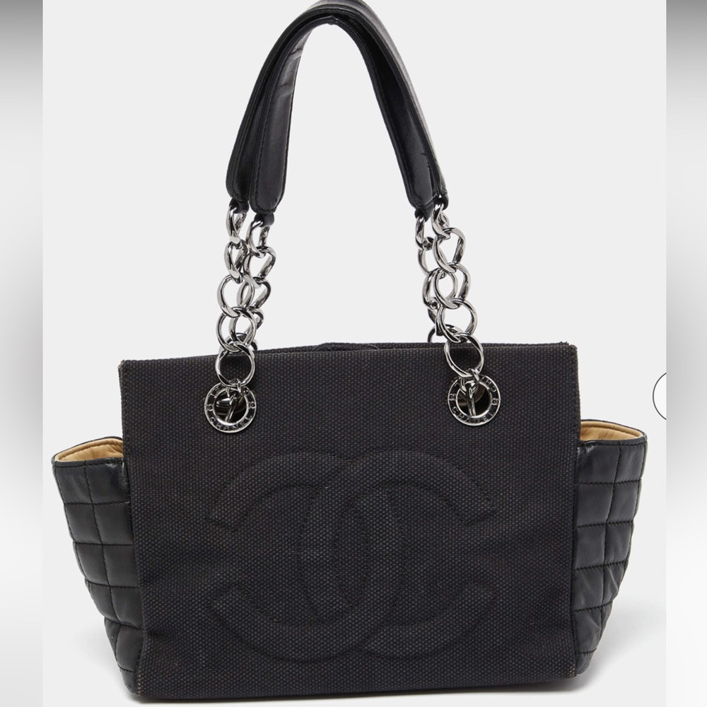 Chanel Choco Bar Leather and Canvas Mesh Bag